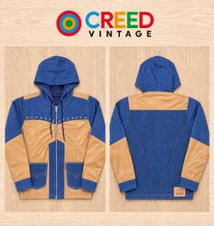 CR2199 UPCYCLED LEVI’S DENIM & FAUX LEATHER HOODED..