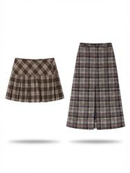 (FV-2724)     Y2K Vintage Plaid Mini Skirt & A-Lin..