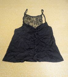 TH453 Y2K Vintage Silk Lace Trim Top | 90s Slip Ca..