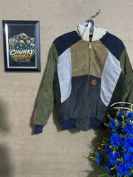 Upcycled Carhartt corduroy hooded jacket 🐒