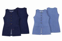 CR1439 Upcycled Denim Button-Front Sleeveless Vest..