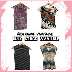 Y2K Vintage Sleeveless Top Floral & Mesh Cowl Neck