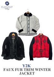 Y2K Faux Fur Trim Winter Jackets - EV0089