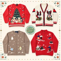 Pulls novelté en tricot lourd vintage 10 pièces (S..