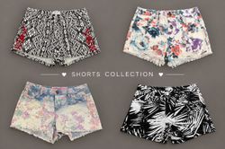 Floral And Graphic Denim Shorts