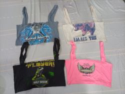 CR10921 Upcycled Music and Harley Cropped Tops