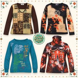 Retro Artistic Floral & Graphic Long Sleeve Mix :1..