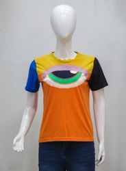 CR2257 UPCYCLED COLORBLOCK EYE APPLIQUÉ T-SHIRT