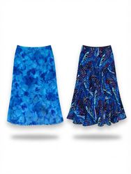 (FV-2094) Vintage Blue Boho Y2K Mesh & Paisley Ski..