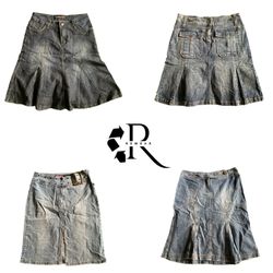 Y2K Era Cyber Girl Denim Midi Skirt RW-2262