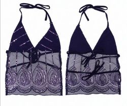 CR1970 UPCYCLED SEQUIN MESH HALTER TOP