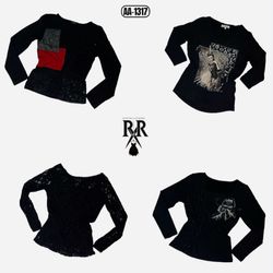 Y2K Black Gothic Girl Full Sleeve Tops (AA-1317)