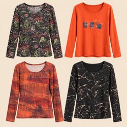 Y2K Eclectic Graphic Long Sleeve Tops