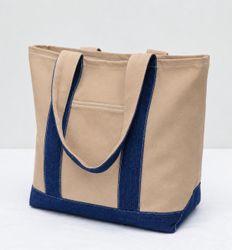CR2217 UPCYCLED TWO-TONE ZIP TOTE BAG
