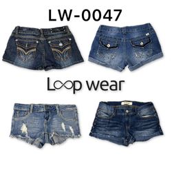Y2K Embroidered & Studded Denim Booty Shorts