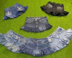 8124 - Upcycled Mini Denim Skirts