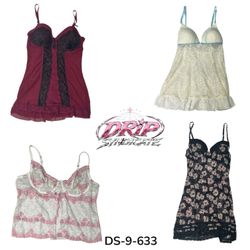 Vintage Y2K Ruched Baby Doll Cami Top(DS-9-633)