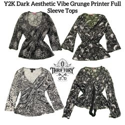 Y2K Dark Aesthetic Vibe Grunge Printed Long Sleeve..