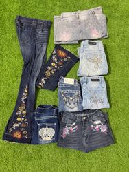Yv1560 Flared Floral Embroidered Denim Jeans 16P