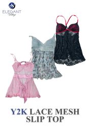 Y2K Lace Mesh Slip Tops - EV0043