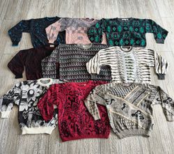 Vintage Patterned Round Neck Sweaters