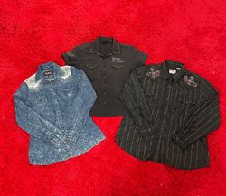 Camisas de Botão Estilo Ocidental Y2K - wc#178 (22..