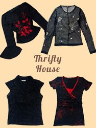Y2K Vintage Red & Black Top Edit(TH/649)