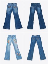 Y2K Cyber Grunge Rhinestone Back Pocket Low Rise F..