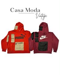 110926-23 Upcycle woven pocket hoodies 10 pcs