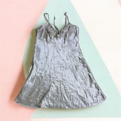 TH500 Y2K Vintage Silk Slip Dress Floral Embroider..