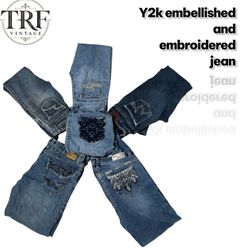 Y2k embroidered and embellished jeans #145