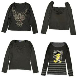 Y2k Women's Black Tops and Blouses RE-3916
