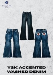 Y2K Accented Washed Denim Pants - EV2440