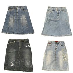 Y2k Paris Hilton Era Girl Denim Midi Skirts RE-388..