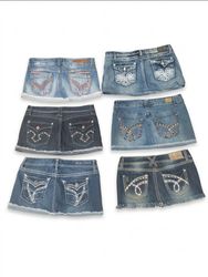 Vintage Y2K Embellished Denim Skirts – Rhinestone ..