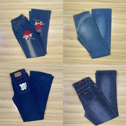 Washed Denim Flare Jeans