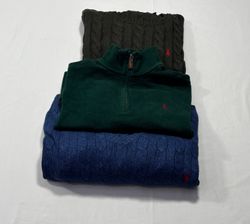 Ralph Lauren Pullover – 1/4 Zip, Kabelstrick, Rund..