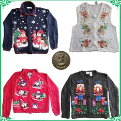 Vintage Heavy Knit Novelty Jumper Sweater Ugly Chr..