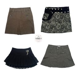 Dark Academia Pleated & Cargo Mini Skirts ( TS-60 ..