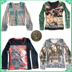 Vintage Y2K Fashion Long Sleeve Tops Blouses Colle..