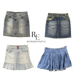 Y2K Paris Hilton Era Girl Denim Midi Skirts RE-379..