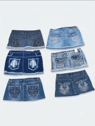 Lot of 6 Y2K Embellished Denim Mini Skirts - Rhine..