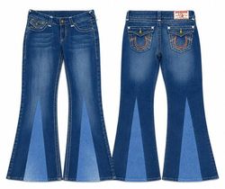 CR01825 Upcycled True Religion Two-Tone Flare Jean..