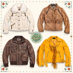 Vintage Leather Jacket Mix — Fur Trim, Biker & Sta..