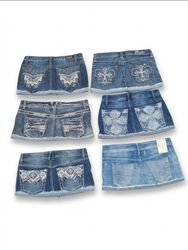 Vintage Rhinestone Pocket Denim Skirt Lot
(A-06)