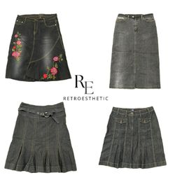 Y2K NYC IT GIRL DENIM MIDI SKIRT Re-3833