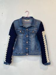 Upcycle Denim Jackets With Crochet Sleeve (Dv-9-36..