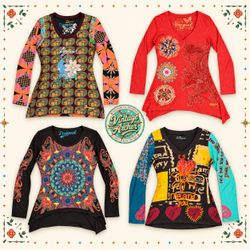Y2K Desigual Psychedelic Graphic Long Sleeve Tops ..