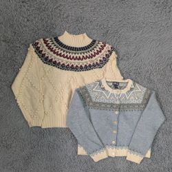 **#Y2K Fair Isle Knit Sweaters – Mixed Women’s Col..
