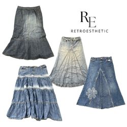 Y2K Paris Hilton Era Girl Denim Maxi Skirts RE-368..